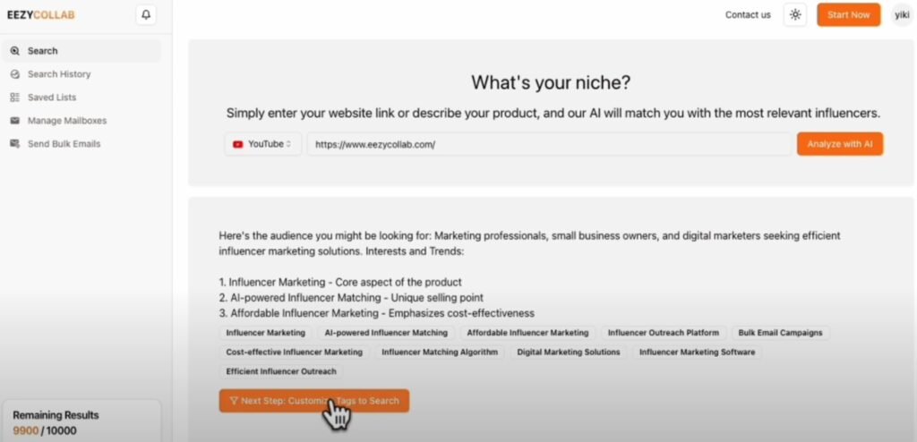 eezycollab influencer search