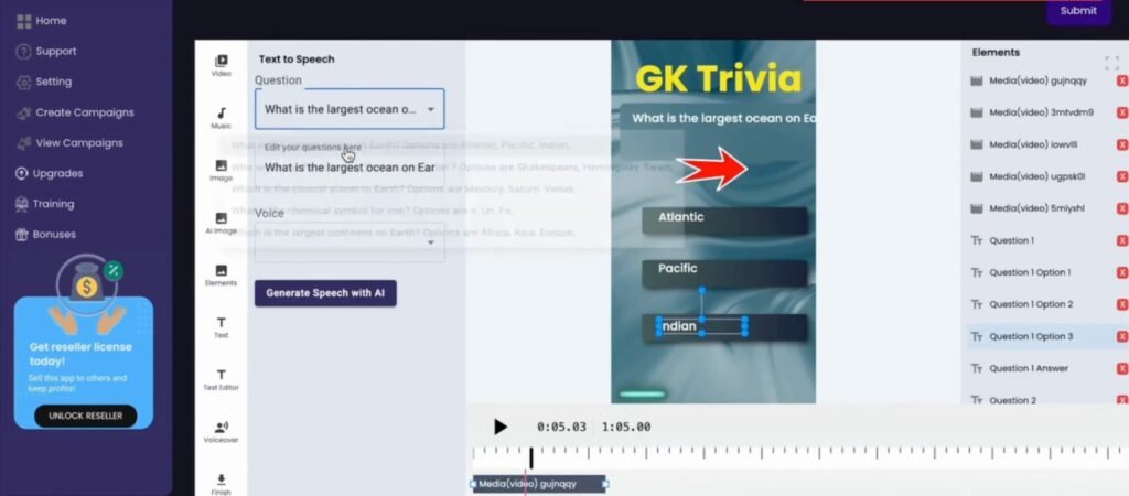 TubeQuiz AI video editor