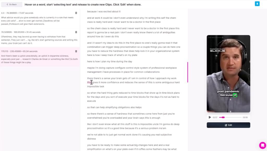 slick video transcriptions