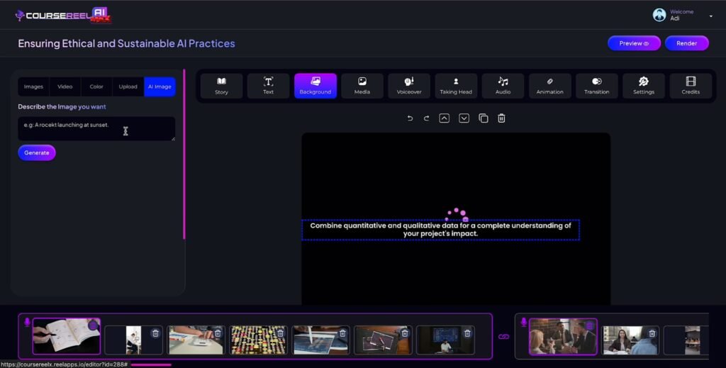 CourseReelAI Max video editor