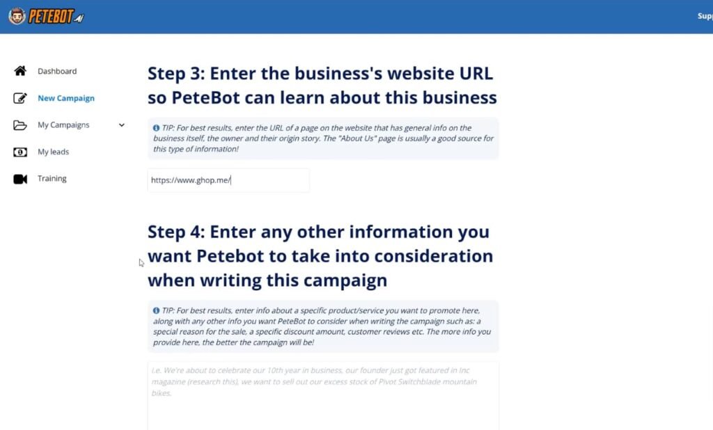 petebot ai email campaign