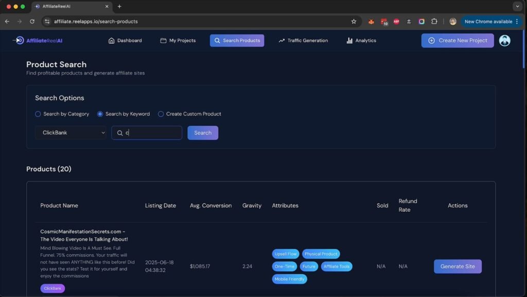 AFFILIATERELL AI DASHBOARD