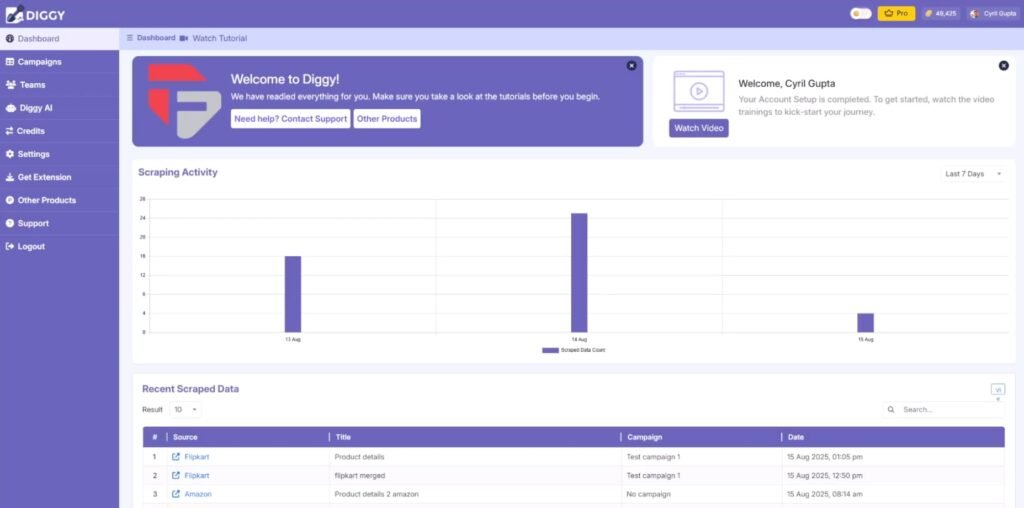 diggyminer ai dashboard