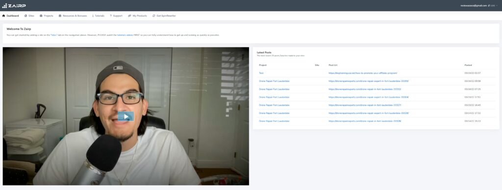 zairp dashboard