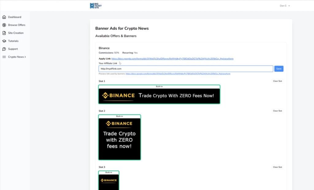 BIG TICKET SITE creation