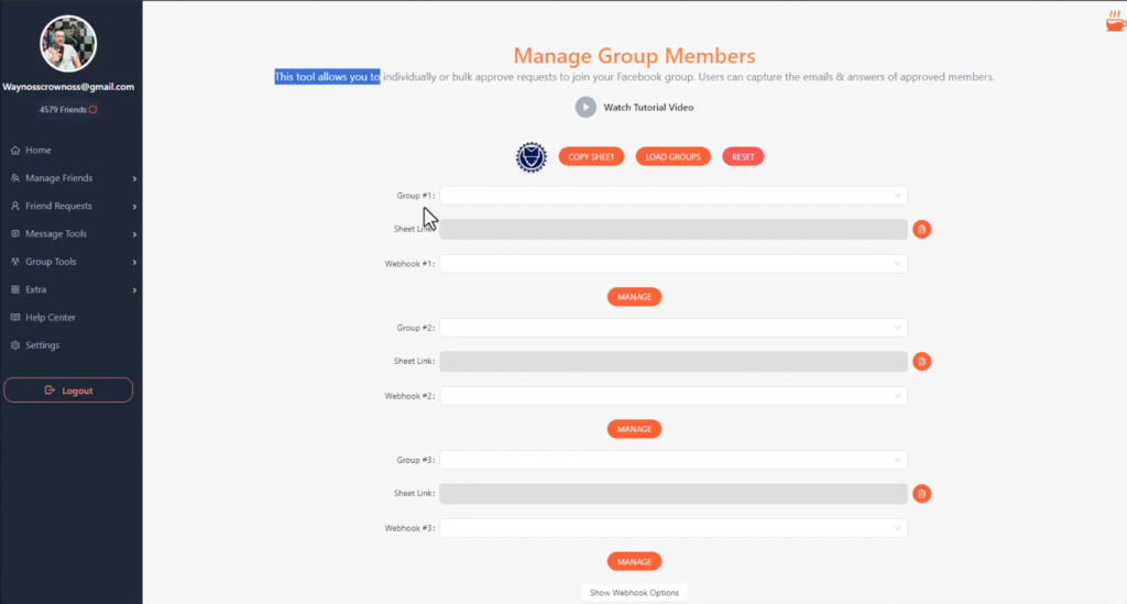 Leads Miner PRO manage group members