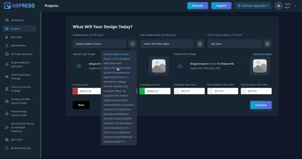 adpreso ai ad creation