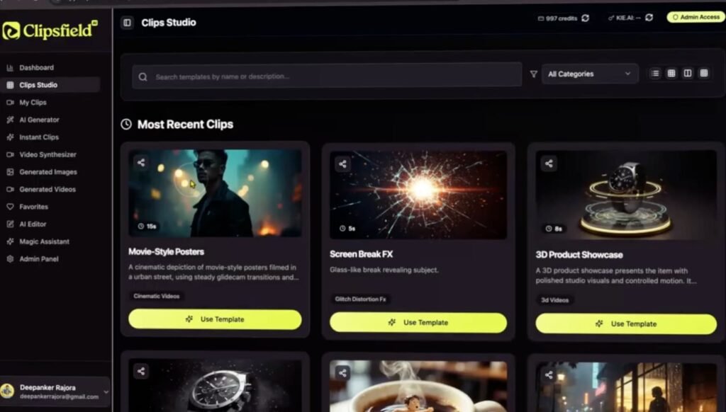 clipsfield ai dashboard