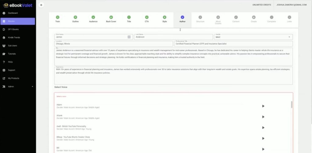 eBook Valet dashboard