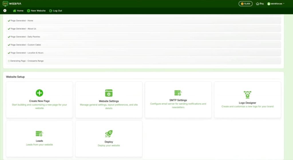 webira publishing options