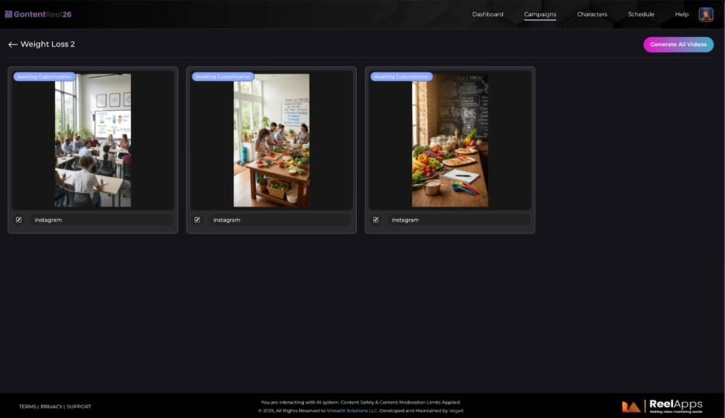 ContentReel26 video generation