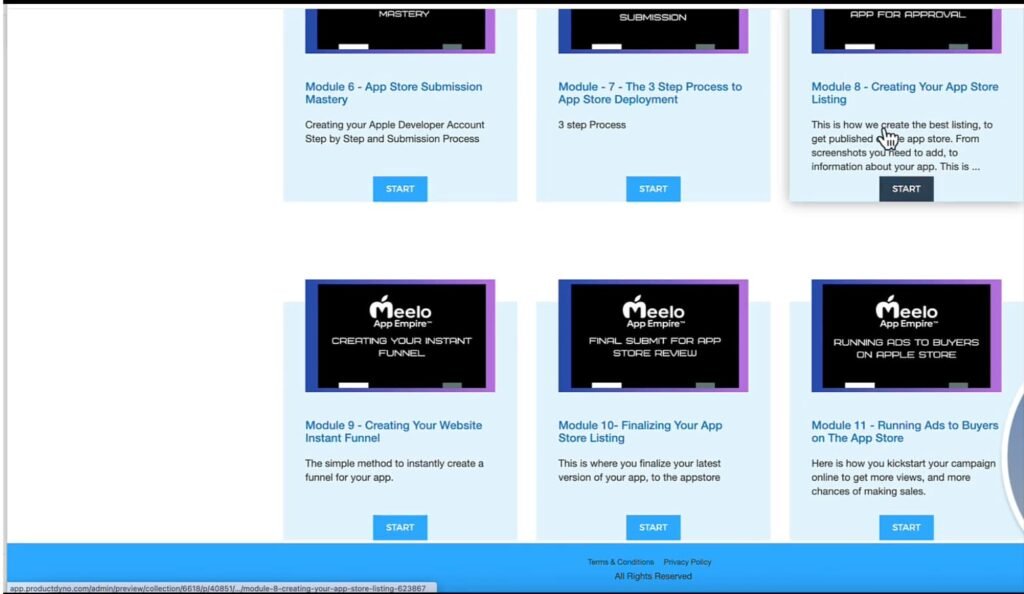 Meelo App Empire dashboard