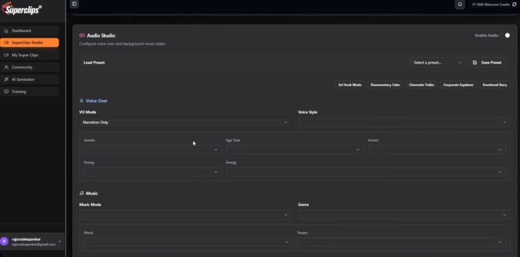 Superclips AI video creation