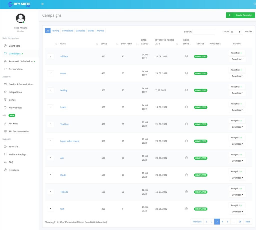 dfy suite 7.0 my campaigns