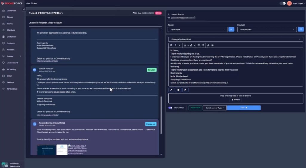 helpira ticket replays