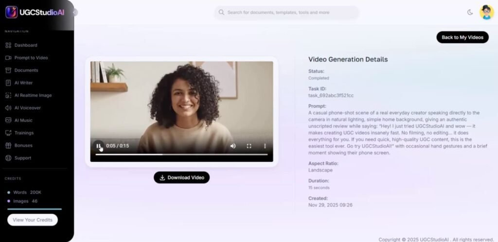 ugc studio ai video result