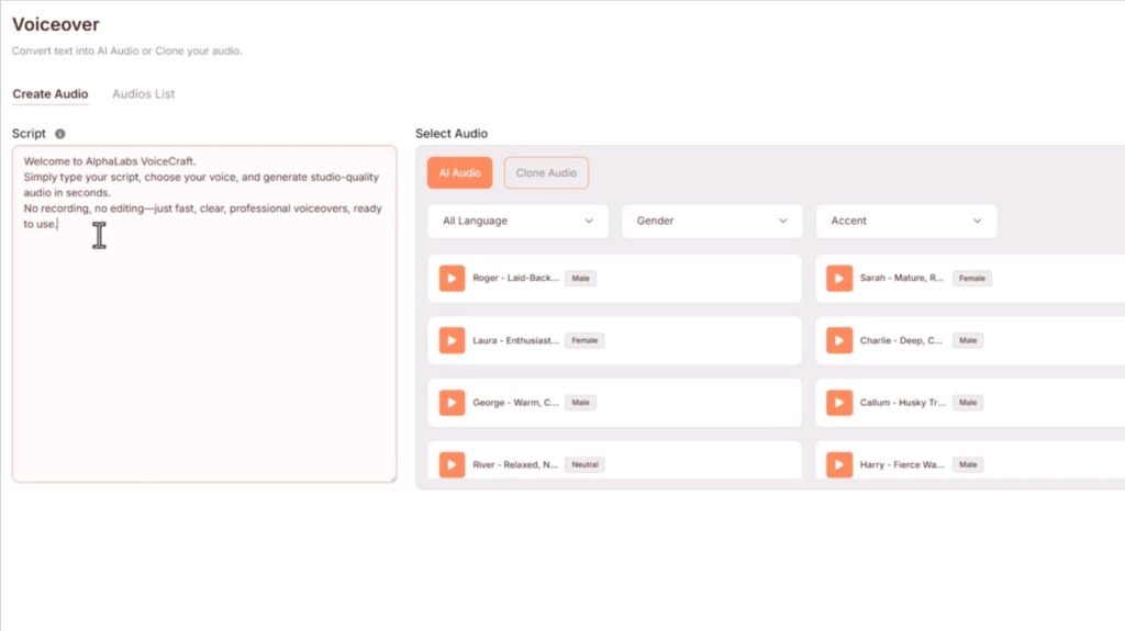 AlphaLabs AI voice cloning