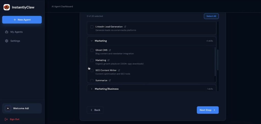 instantlyclaw skills
