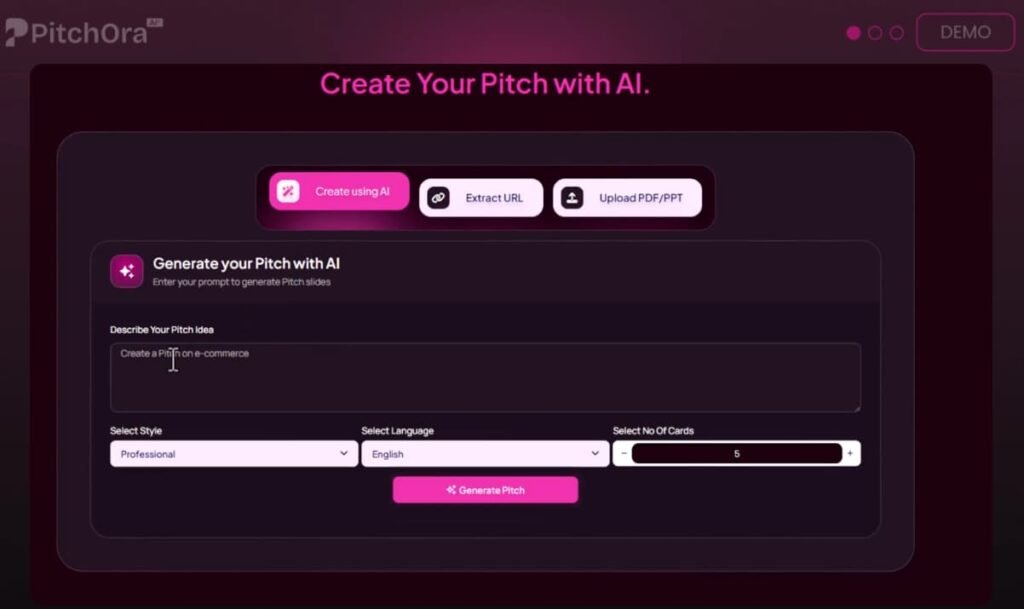 Pitchora AI dashboard