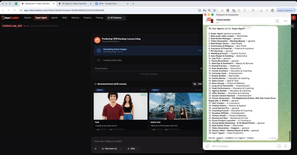 VIDEOCLAWBOT AGENT telegram