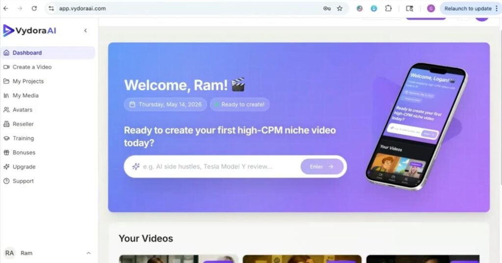 Vydora AI dashboard