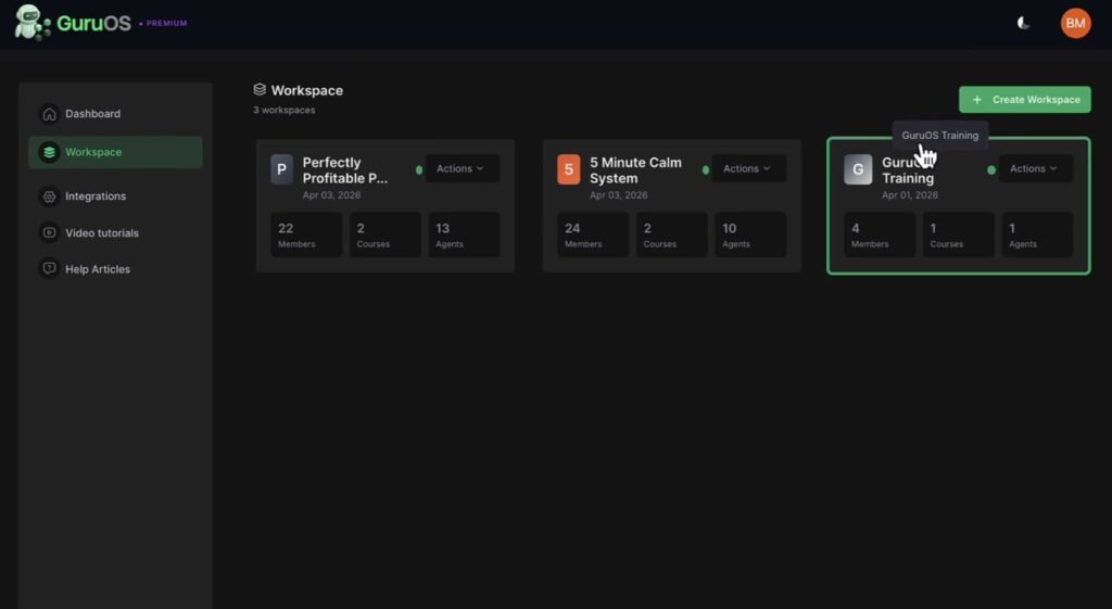 guruos dashboard