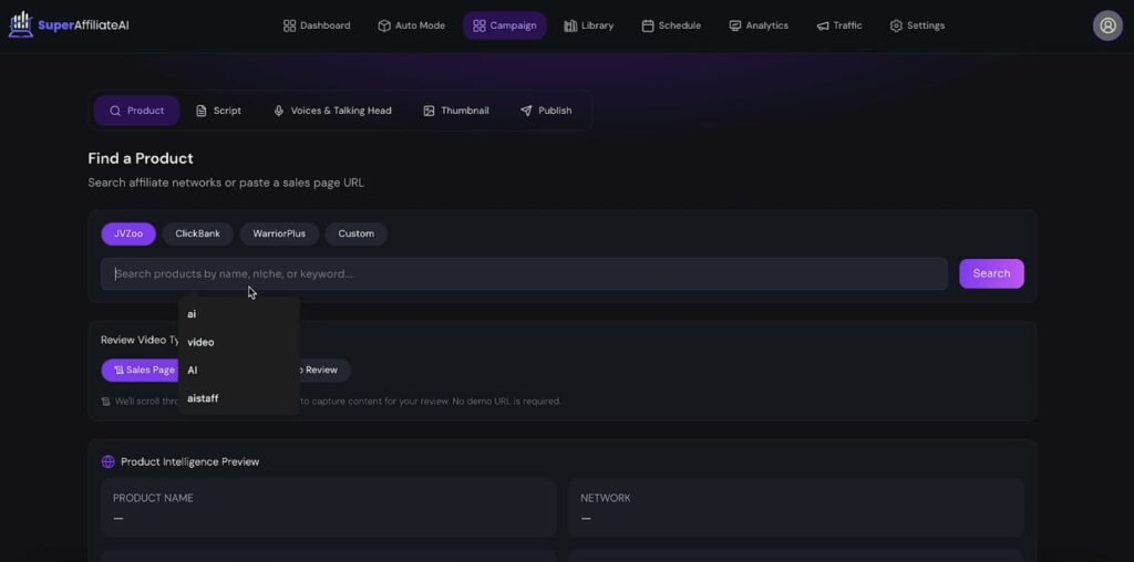 superaffiliatesai dashboard