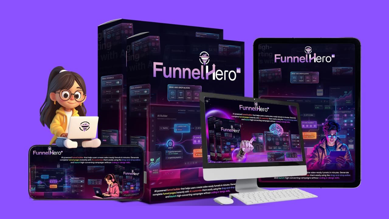 FunnelHero AI review showing the AI funnel builder dashboard