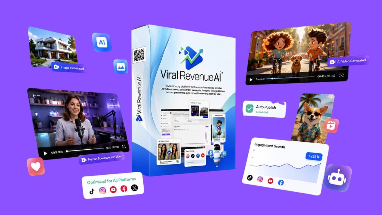Viral Revenue AI review dashboard showing AI video creation and monetization tools