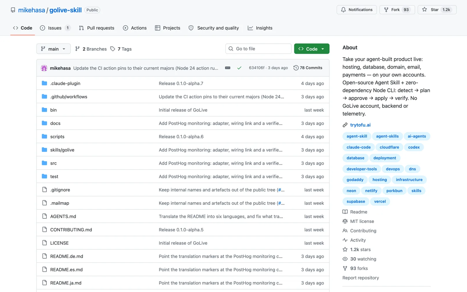 GoLive skill on GitHub (mikehasa/golive-skill)