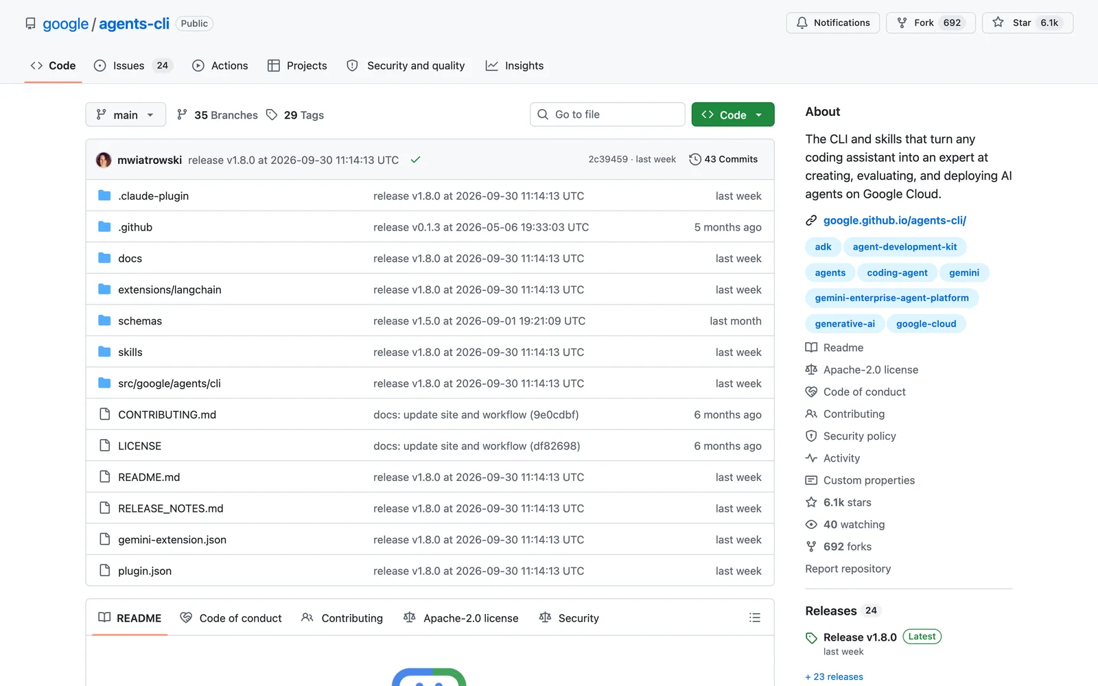 Agents CLI skill on GitHub (google/agents-cli)