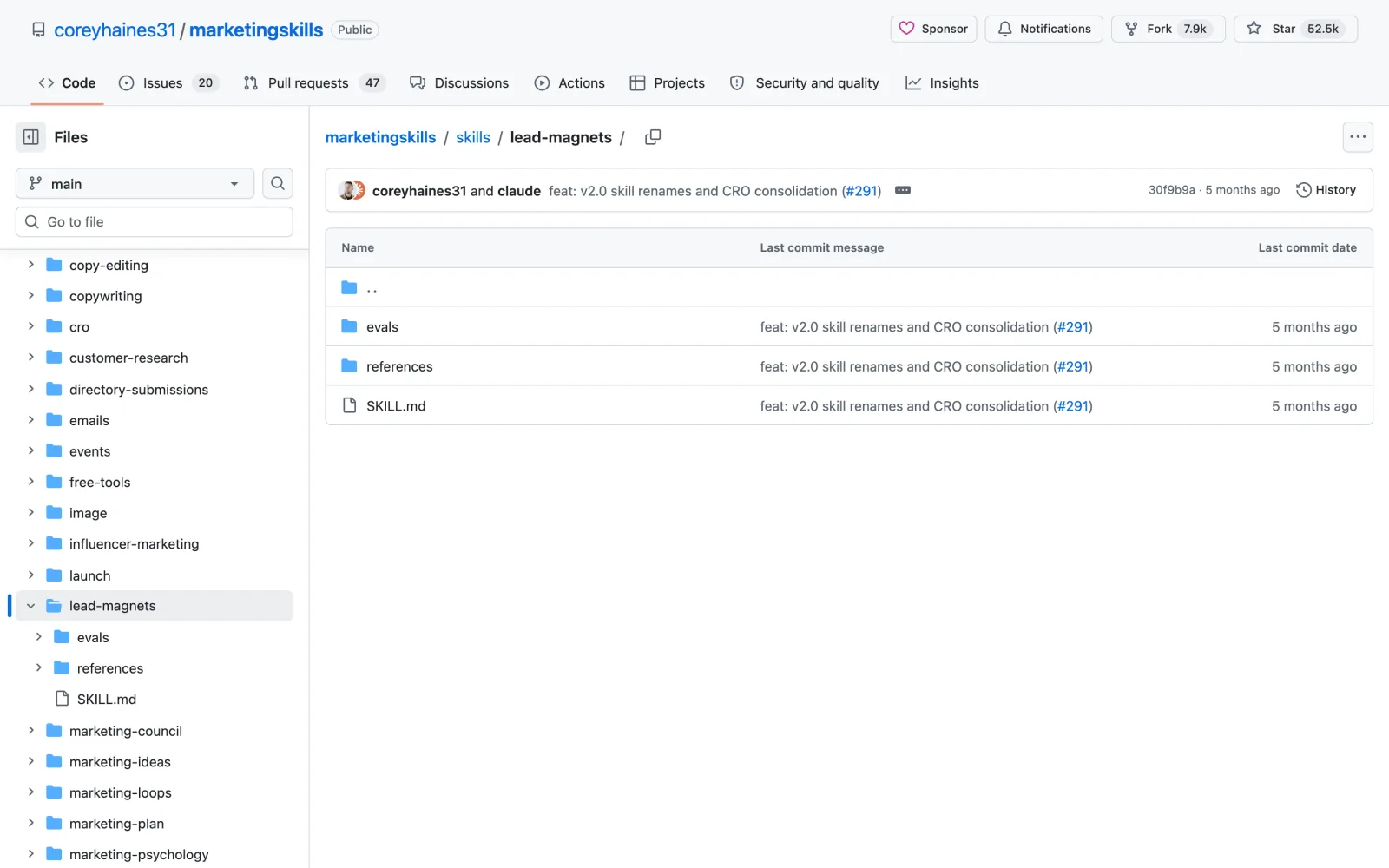 Lead Magnets skill on GitHub (coreyhaines31/marketingskills)