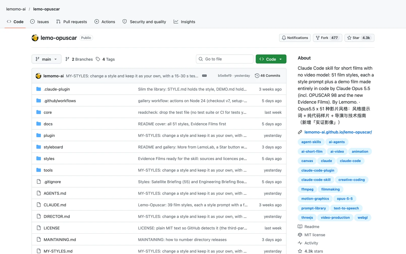 Lemo Opuscar skill on GitHub (lemomo-ai/lemo-opuscar)