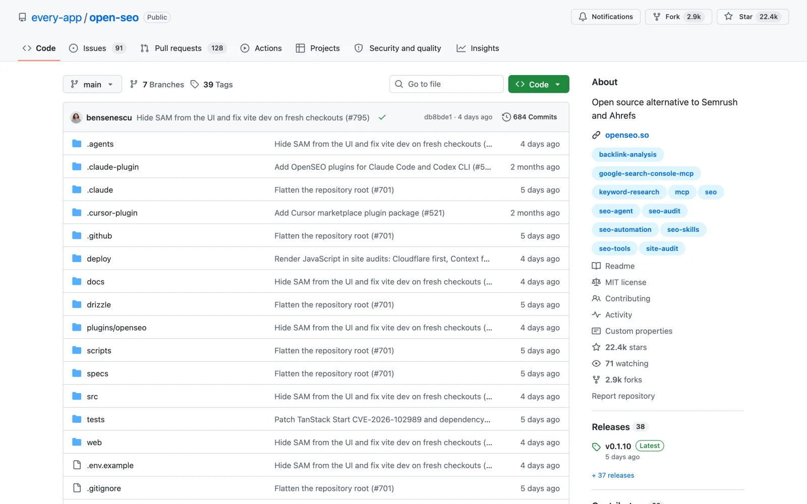 OpenSEO Keyword Research skill on GitHub (every-app/open-seo)