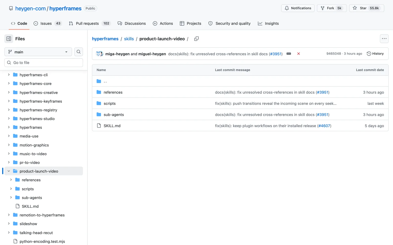 Product Launch Video Claude Code skill on GitHub (heygen-com/hyperframes)