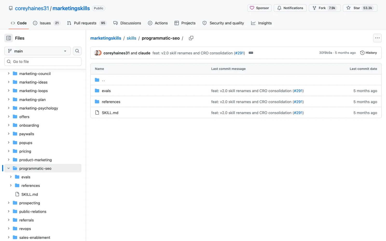 Programmatic SEO skill on GitHub (coreyhaines31/marketingskills)