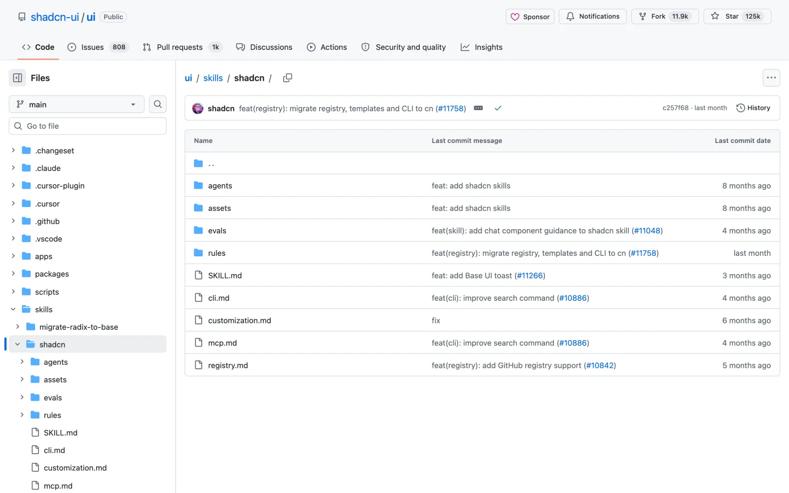 shadcn Claude Code skill on GitHub (shadcn-ui/ui)