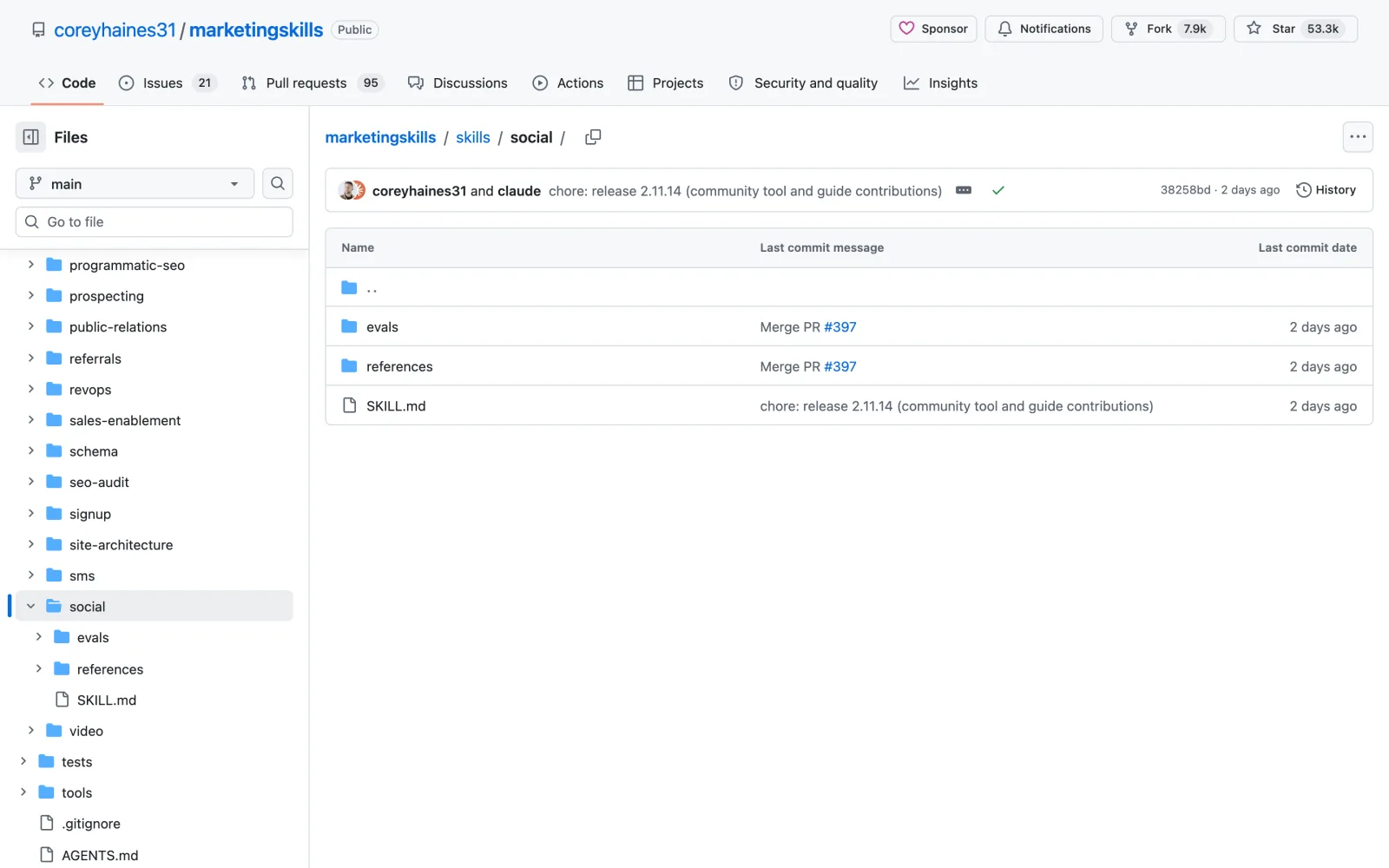 Social skill on GitHub (coreyhaines31/marketingskills)