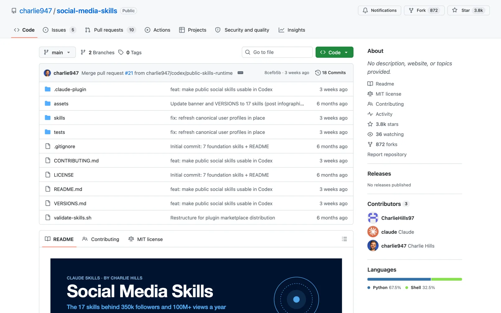 Social Media Skills skill on GitHub (charlie947/social-media-skills)